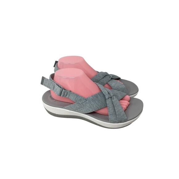 Clarks Wedge Sandals Women's Size 11 M Gray Soft Cushion Cloud Steppers - Picture 3 of 14